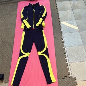 bebe Blue  and Lime Green Track Suit